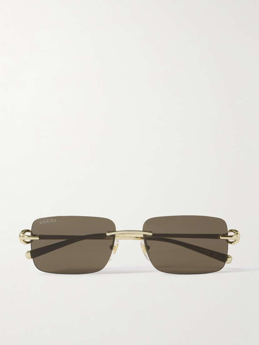 Gucci Eyewear Rimless Square-frame Gold-tone Sunglasses