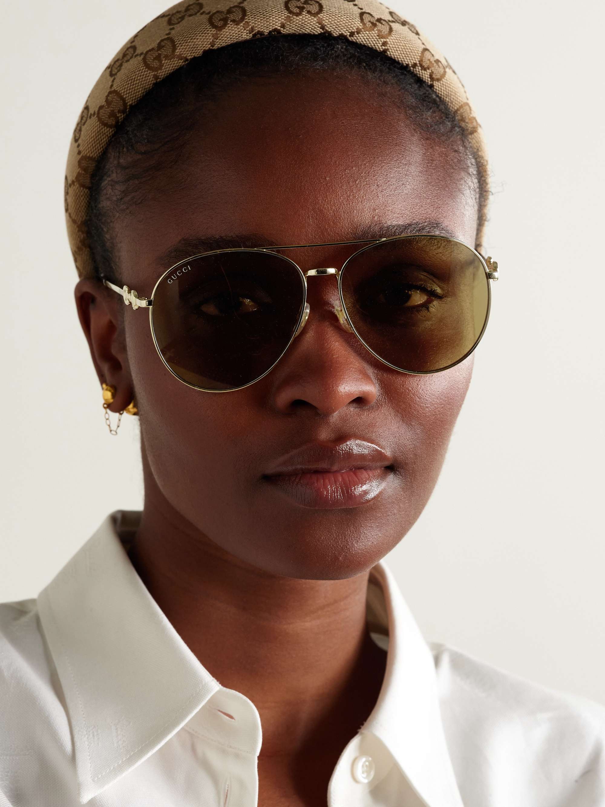 GUCCI EYEWEAR Aviator-style gold-tone sunglasses | NET-A-PORTER