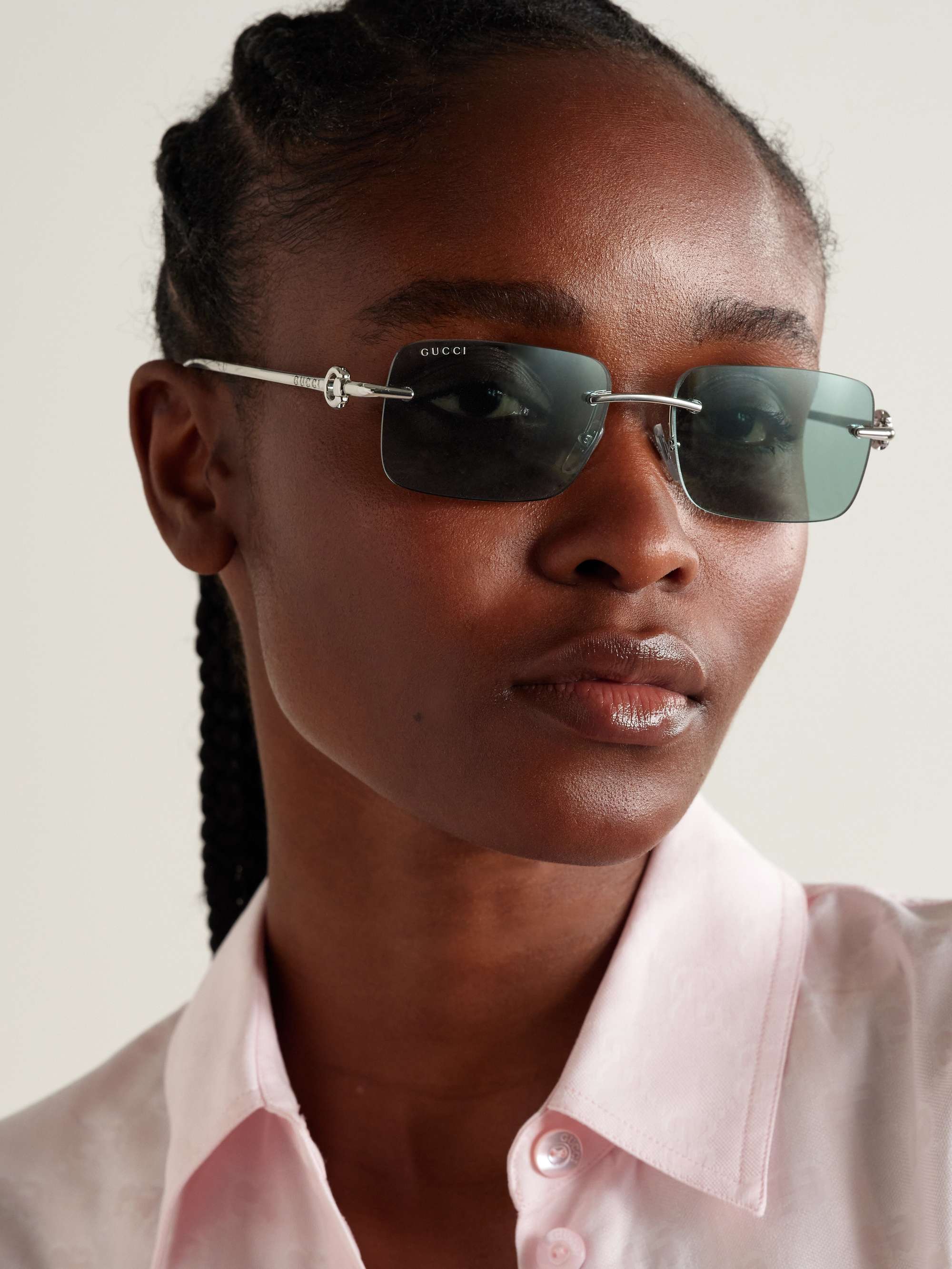 Gucci square rimless sunglasses shop