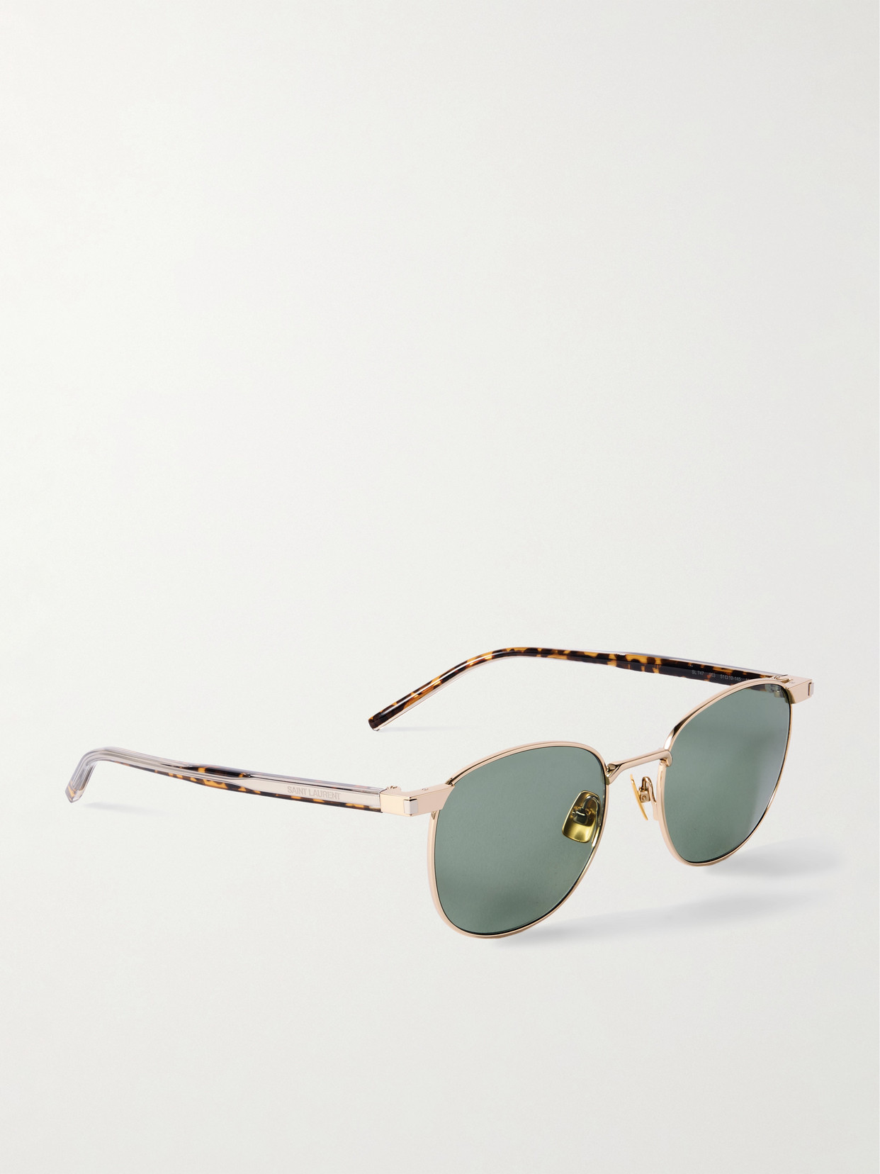 SAINT LAURENT ROUND-FRAME GOLD-TONE AND TORTOISESHELL ACETATE SUNGLASSES