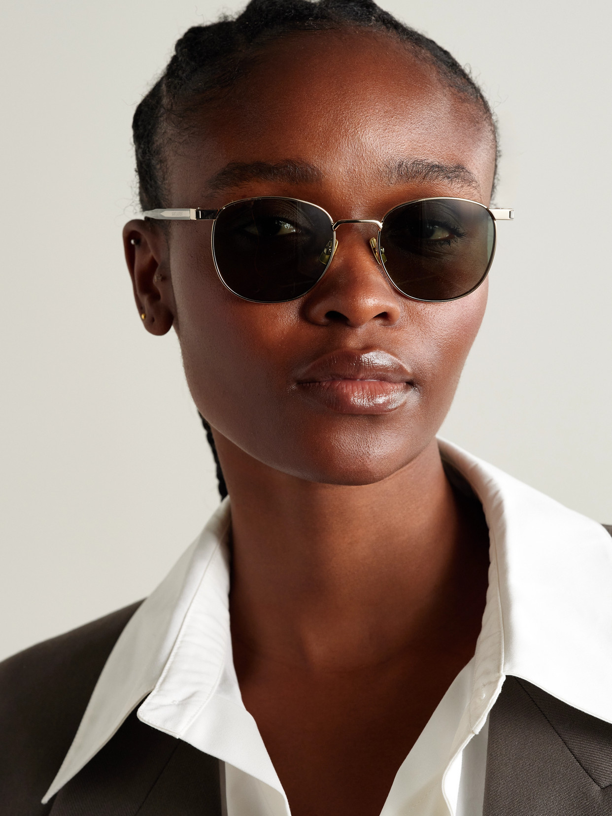 SAINT LAURENT ROUND-FRAME GOLD-TONE AND TORTOISESHELL ACETATE SUNGLASSES