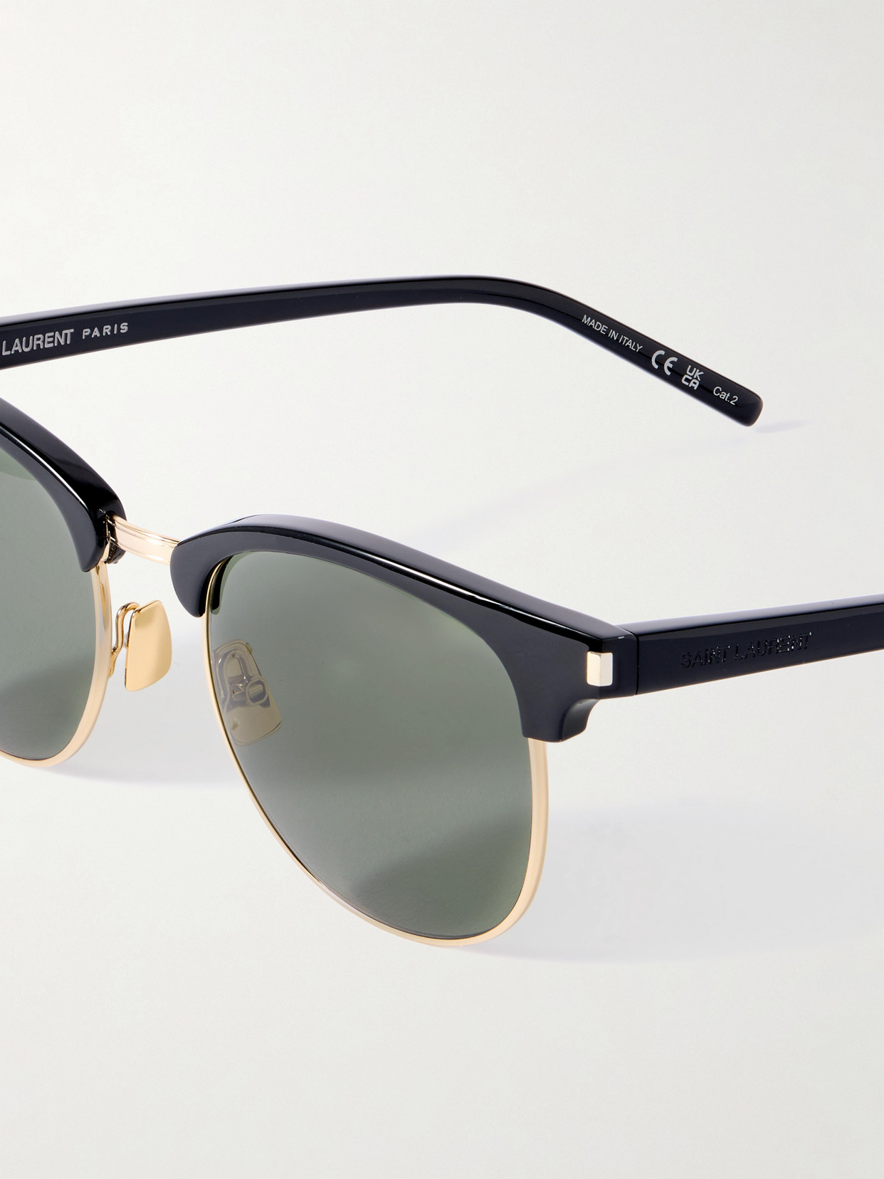 SAINT LAURENT ROUND-FRAME ACETATE AND GOLD-TONE SUNGLASSES