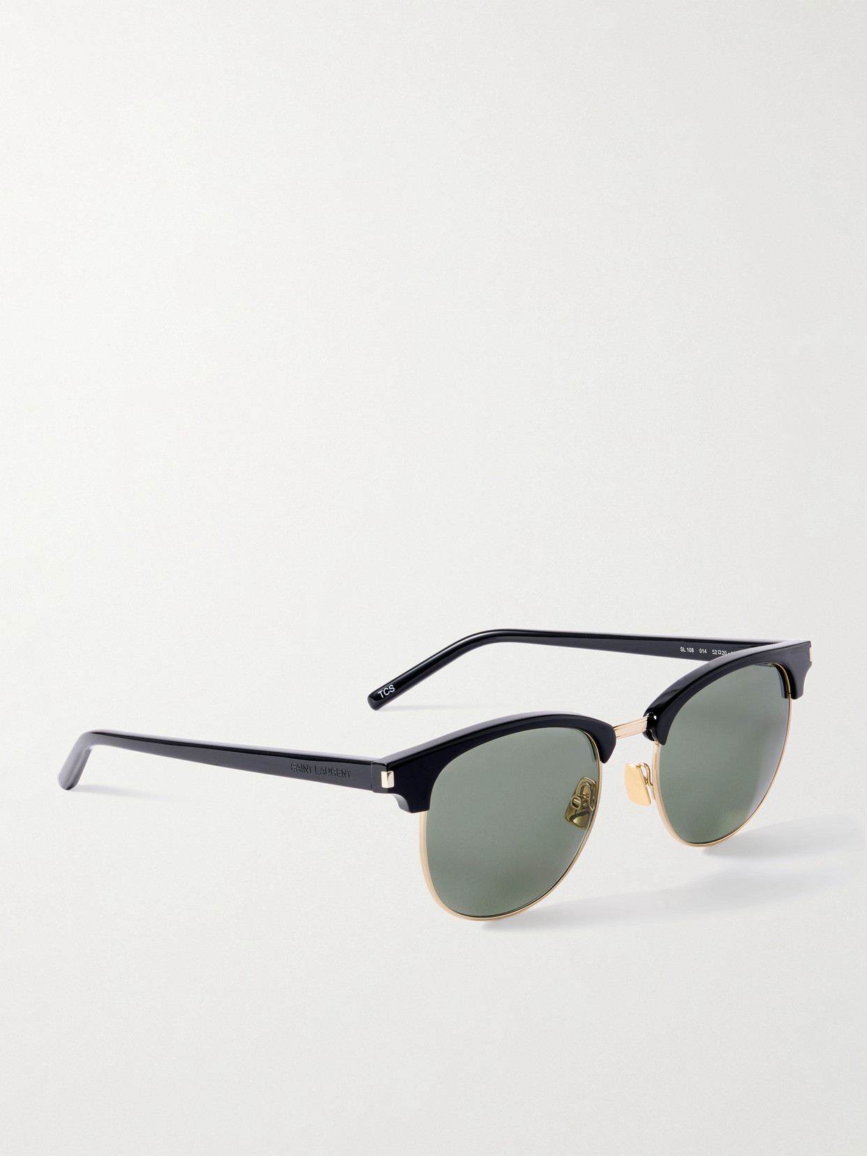 SAINT LAURENT ROUND-FRAME ACETATE AND GOLD-TONE SUNGLASSES