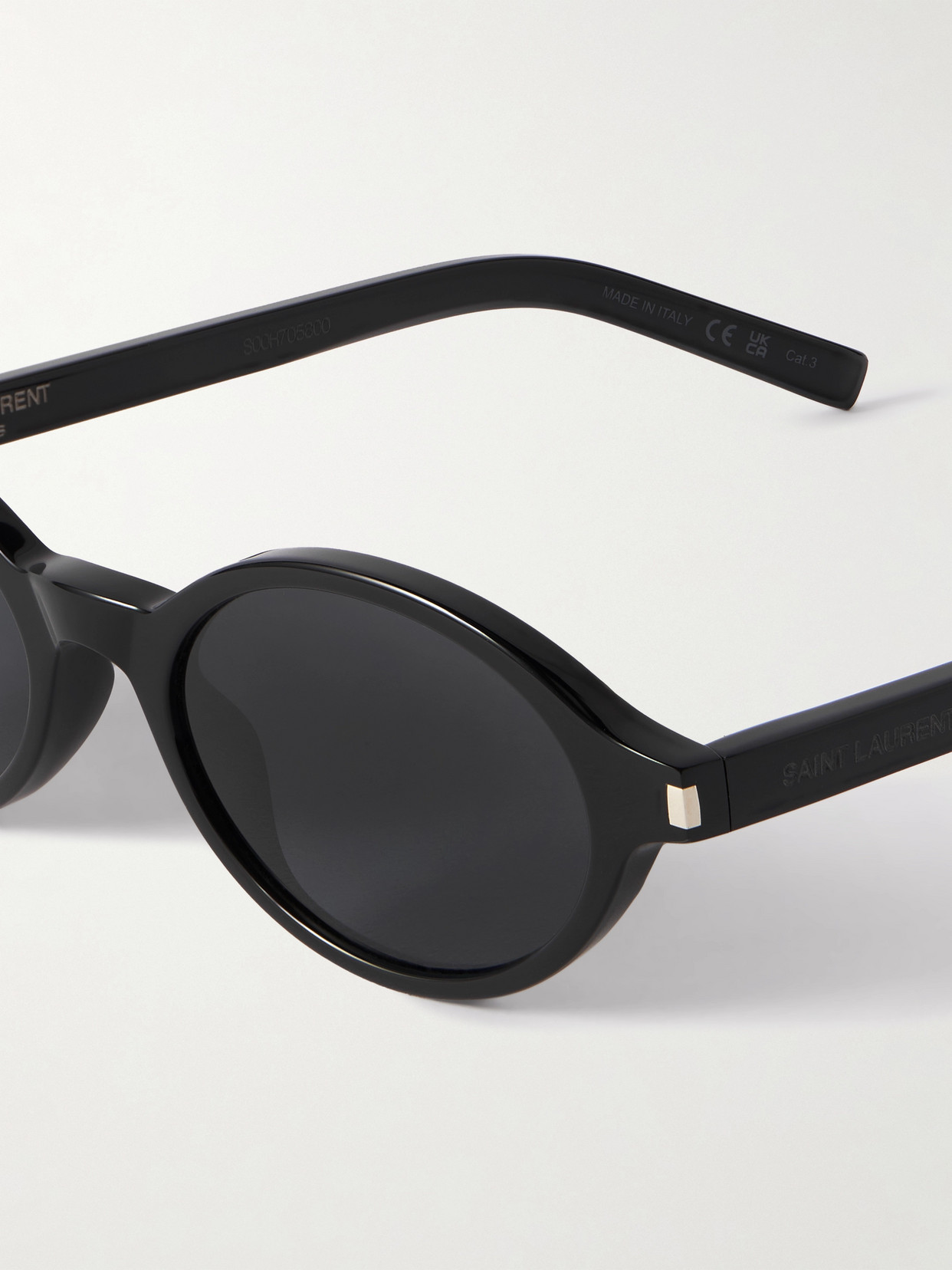 Saint Laurent Oval-frame Acetate Sunglasses In Black