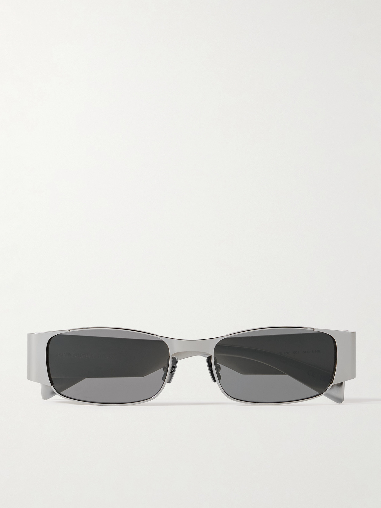 Saint Laurent Rectangular-frame Silver-tone Sunglasses In Burgundy