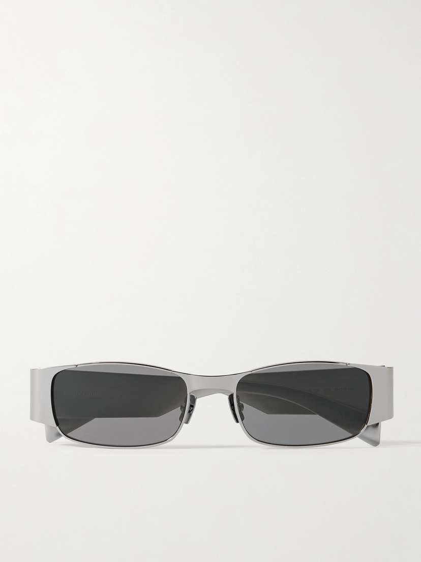 Saint Laurent Eyewear Rectangular-frame Silver-tone Sunglasses