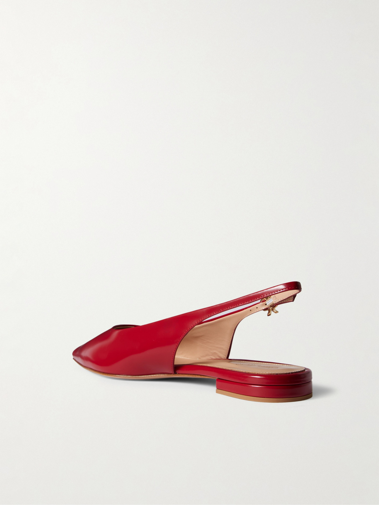 Gianvito Rossi Robbie Patent-leather Slingback Flats In Red