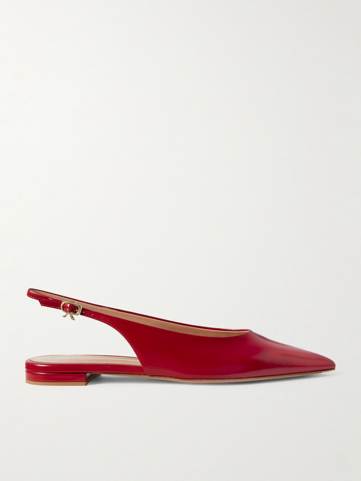 Gianvito Rossi Robbie Patent-leather Slingback Flats In Red