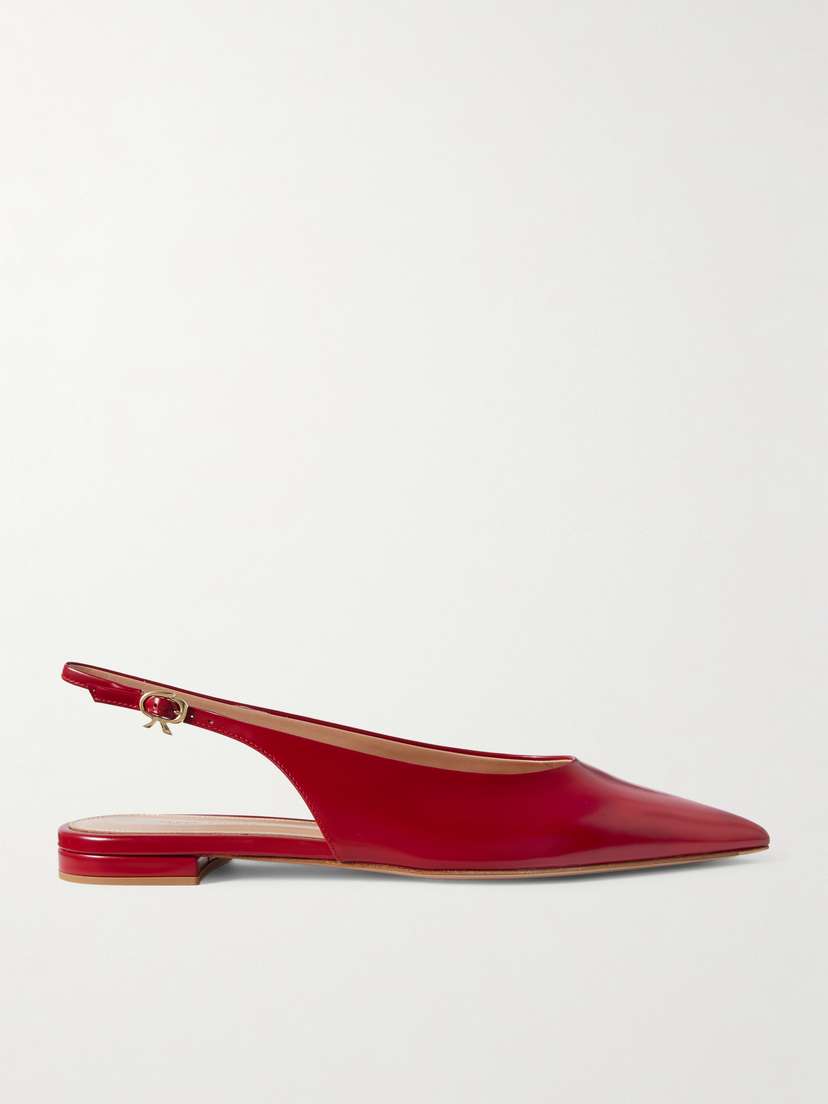 Gianvito Rossi Robbie Patent-leather Slingback Flats