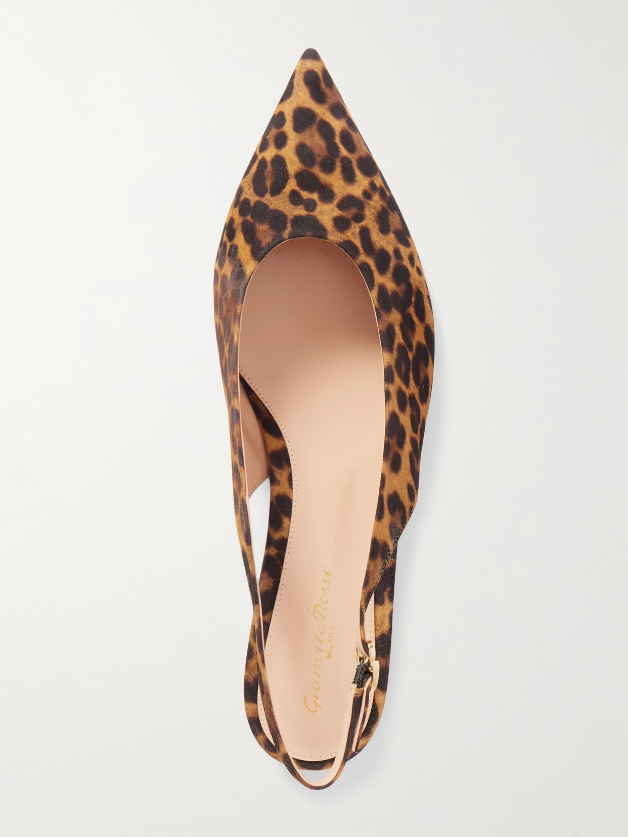 Gianvito Rossi Robbie Leopard-print Suede Slingback Flats In Animal Print