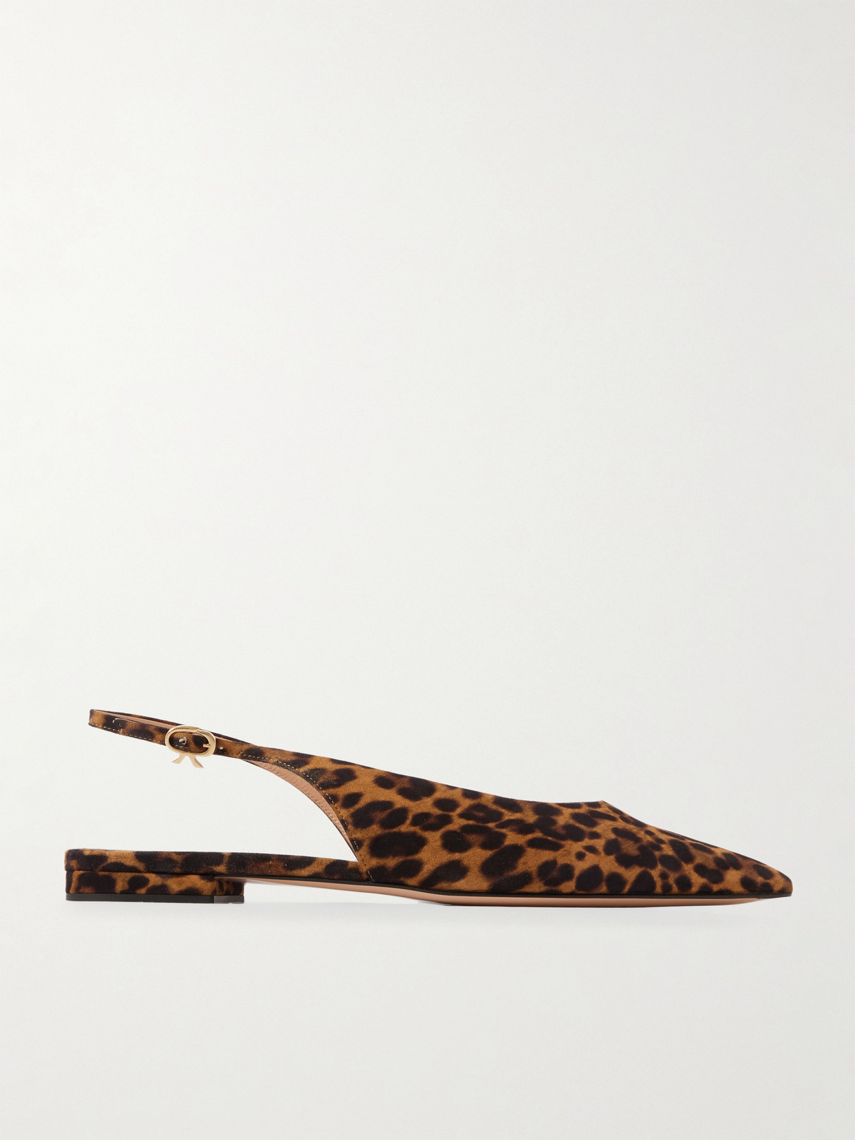 Gianvito Rossi Robbie Leopard-print Suede Slingback Flats In Animal Print