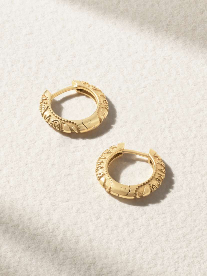 Marlo Laz Southwestern 14-karat Gold Hoop Earrings