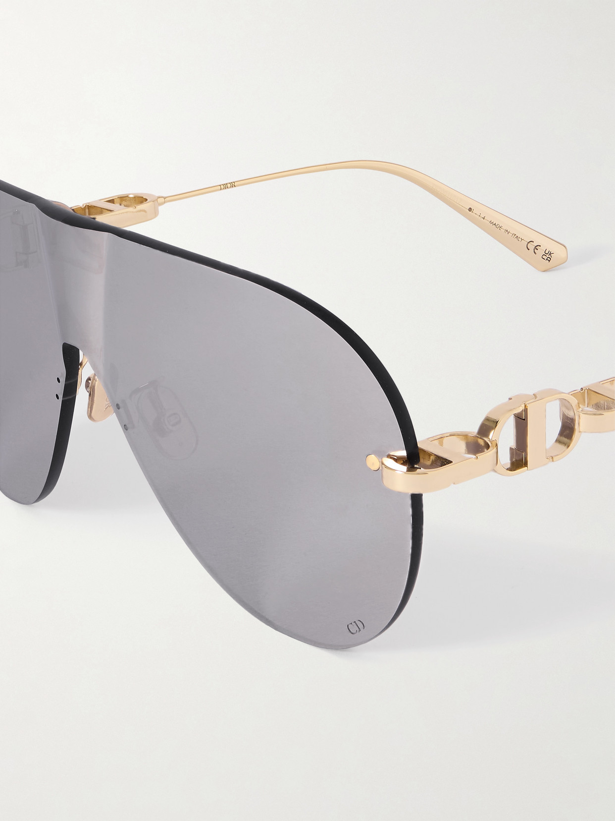 Dior Cd Chain M2u Rimless Aviator-style Gold-tone Sunglasses In Gold