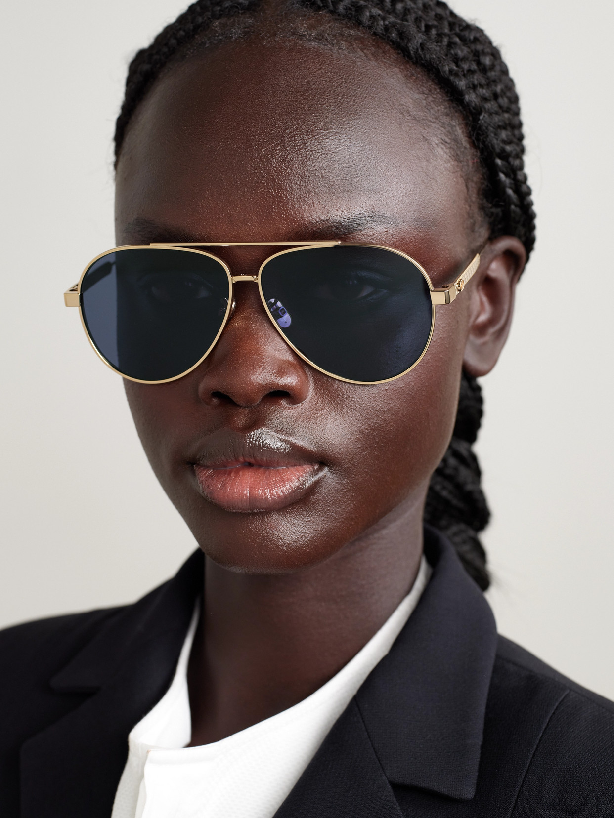 Dior Cannage A1u Aviator-style Gold-tone Sunglasses In Gold