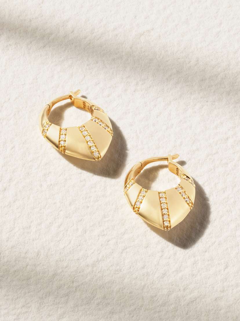 Sorellina Stardust Huggies 18-karat Gold Diamond Hoop Earrings