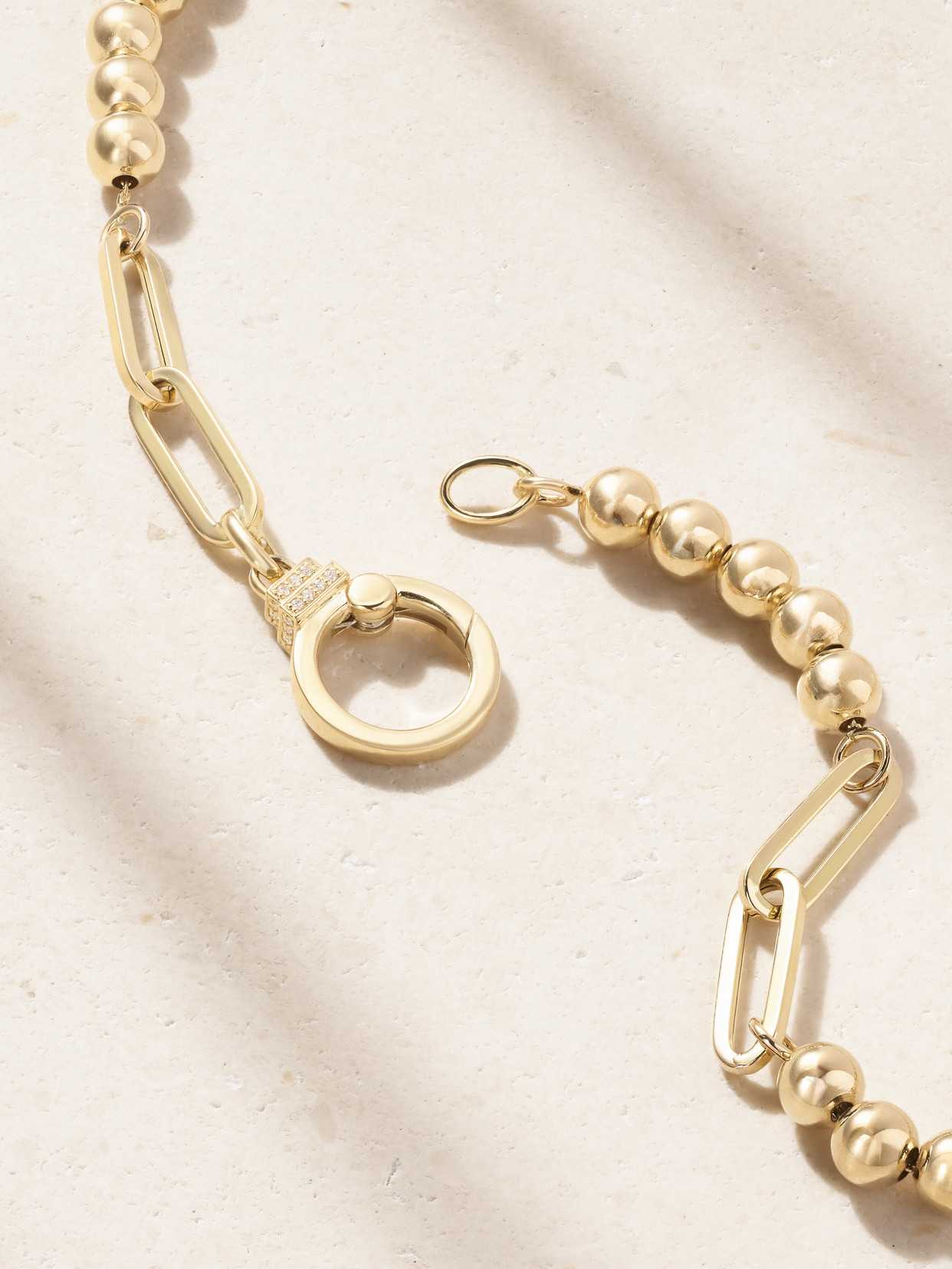 Sorellina Beaded Paperclip 18-karat Gold Diamond Necklace In Gold