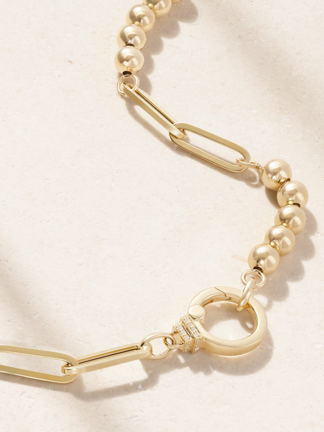 Sorellina Beaded Paperclip 18-karat Gold Diamond Necklace In Gold