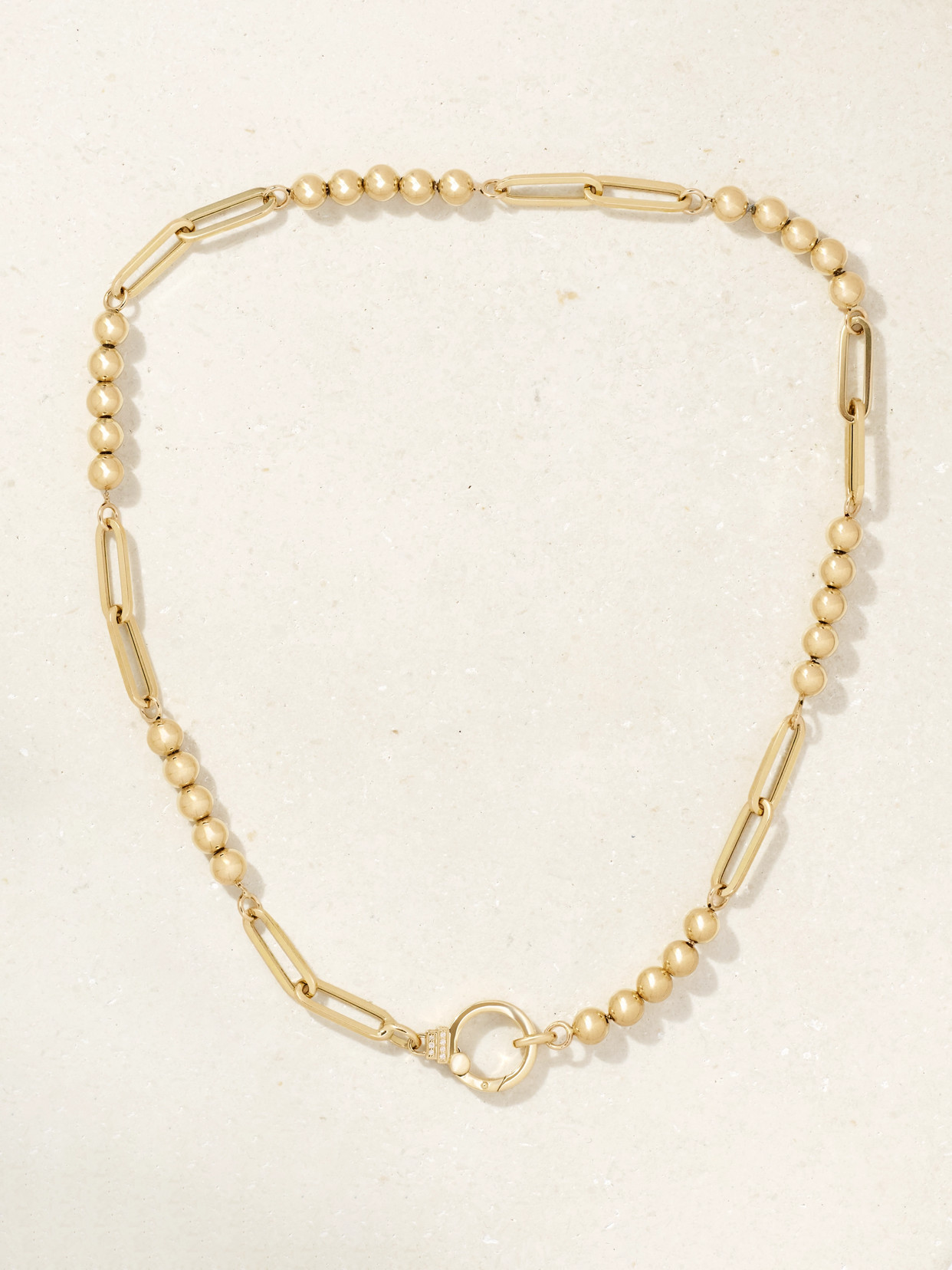 Sorellina Beaded Paperclip 18-karat Gold Diamond Necklace