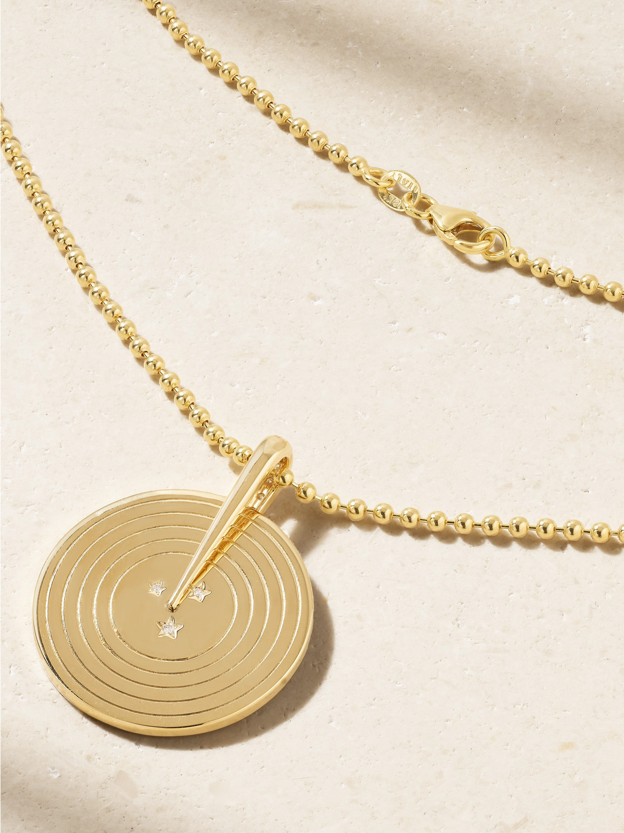 Sorellina Ziggy Record 18-karat Gold, Onyx And Diamond Necklace In Black