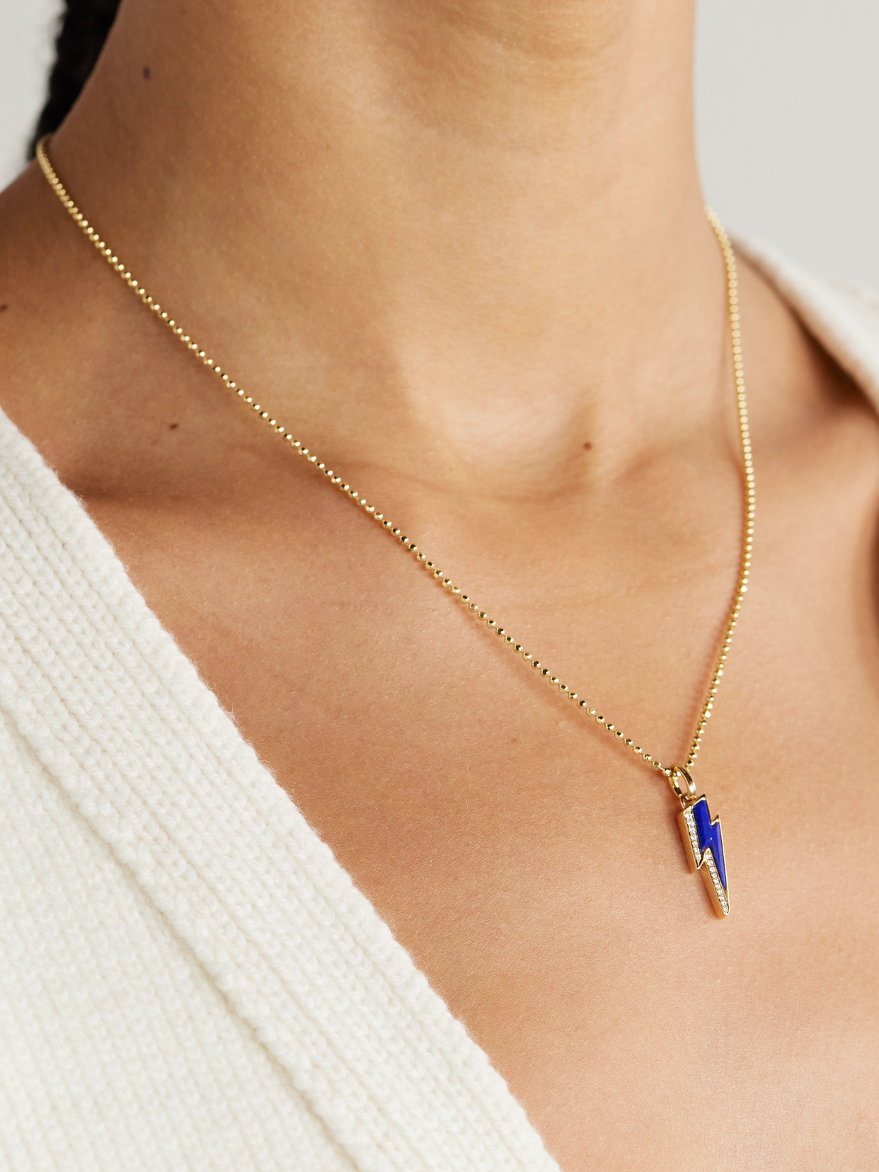 Sorellina Mini Ziggy 18-karat Gold, Lapis Lazuli And Diamond Necklace In Blue