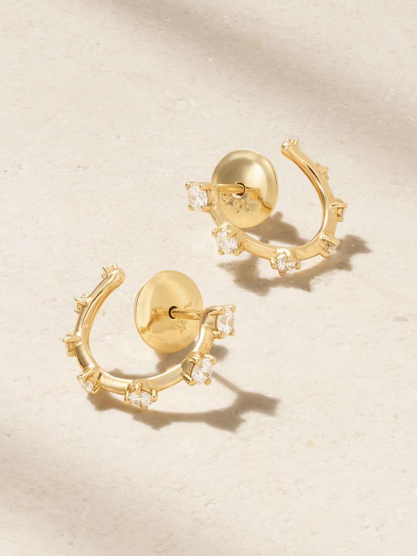 Fernando Jorge Sequence Small 18-karat Gold Diamond Hoop Earrings