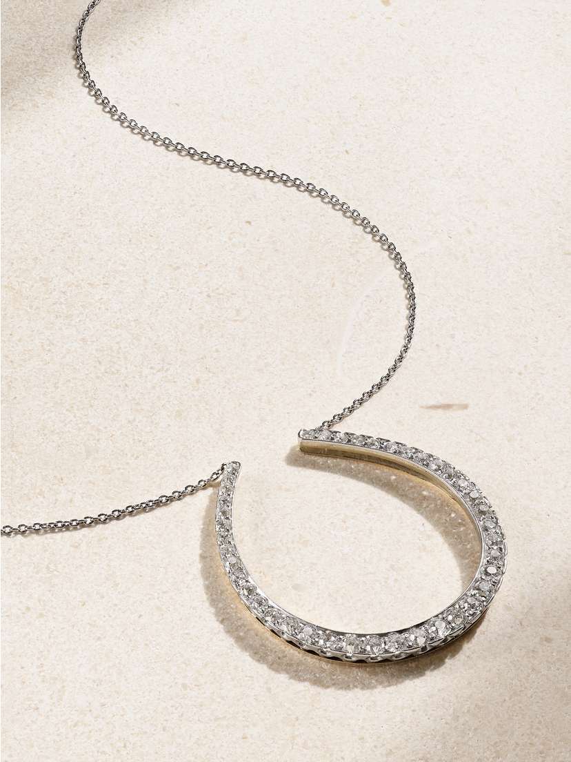 Stephanie Windsor Antique 1900s 18-karat White Gold, Platinum Diamond Necklace