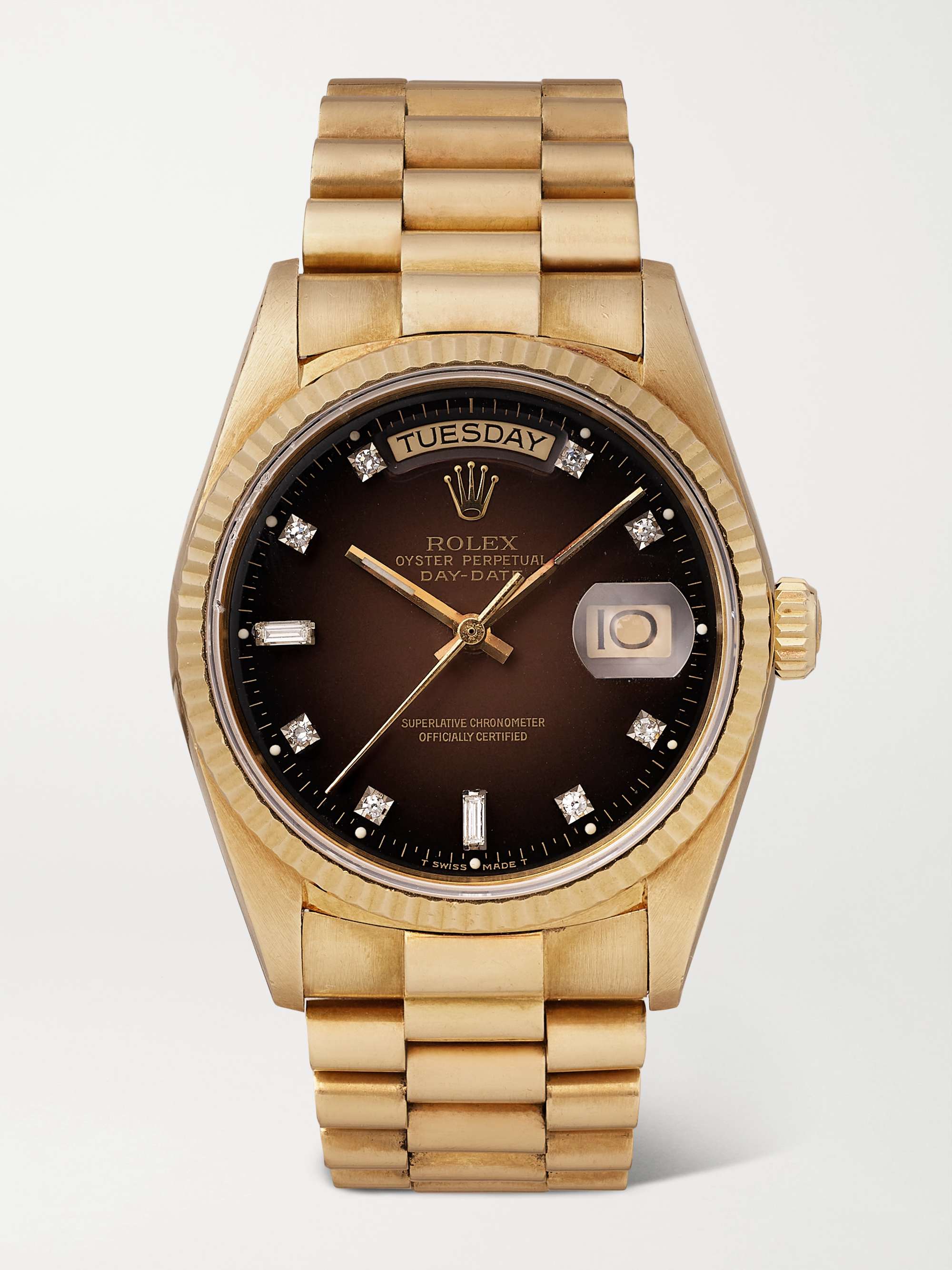 STEPHANIE WINDSOR Rolex Vintage 1986 Oyster Perpetual Day Date President Automatic 36mm 18 karat gold diamond watch Ref. No. 18083 NET A PORTER
