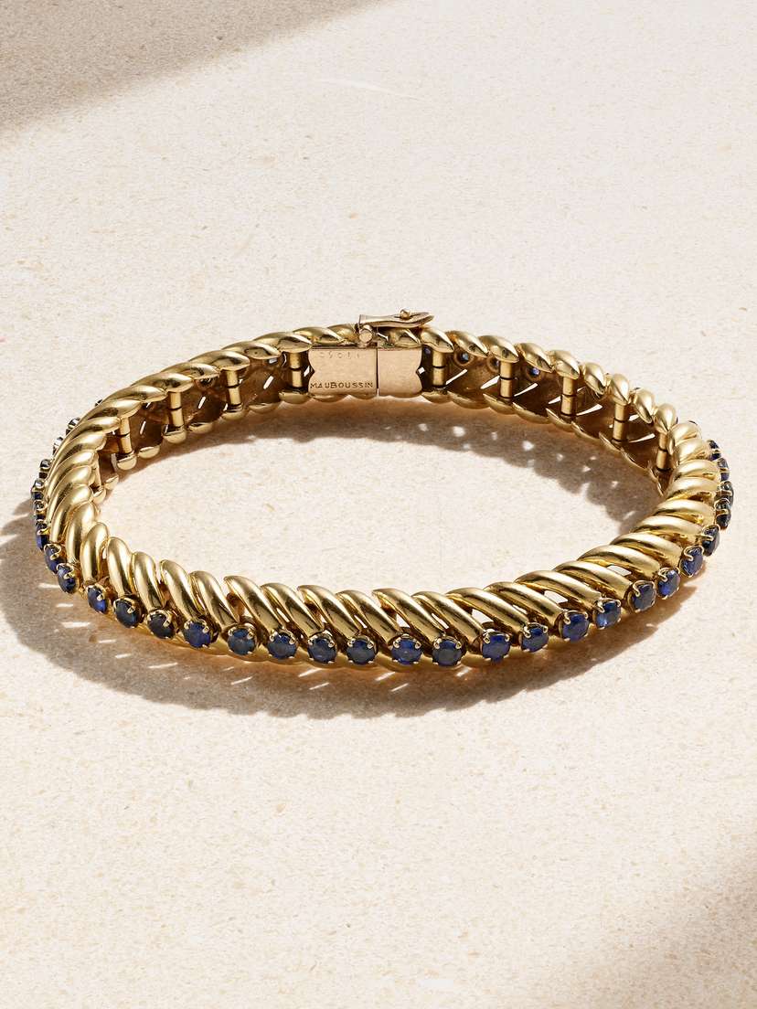 Stephanie Windsor + Mauboussin By Verger Frères Vintage 1950s 18-karat Gold Sapphire Bracelet