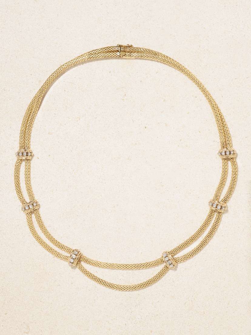 Stephanie Windsor Mid-century 1950s 18-karat Gold Diamond Necklace