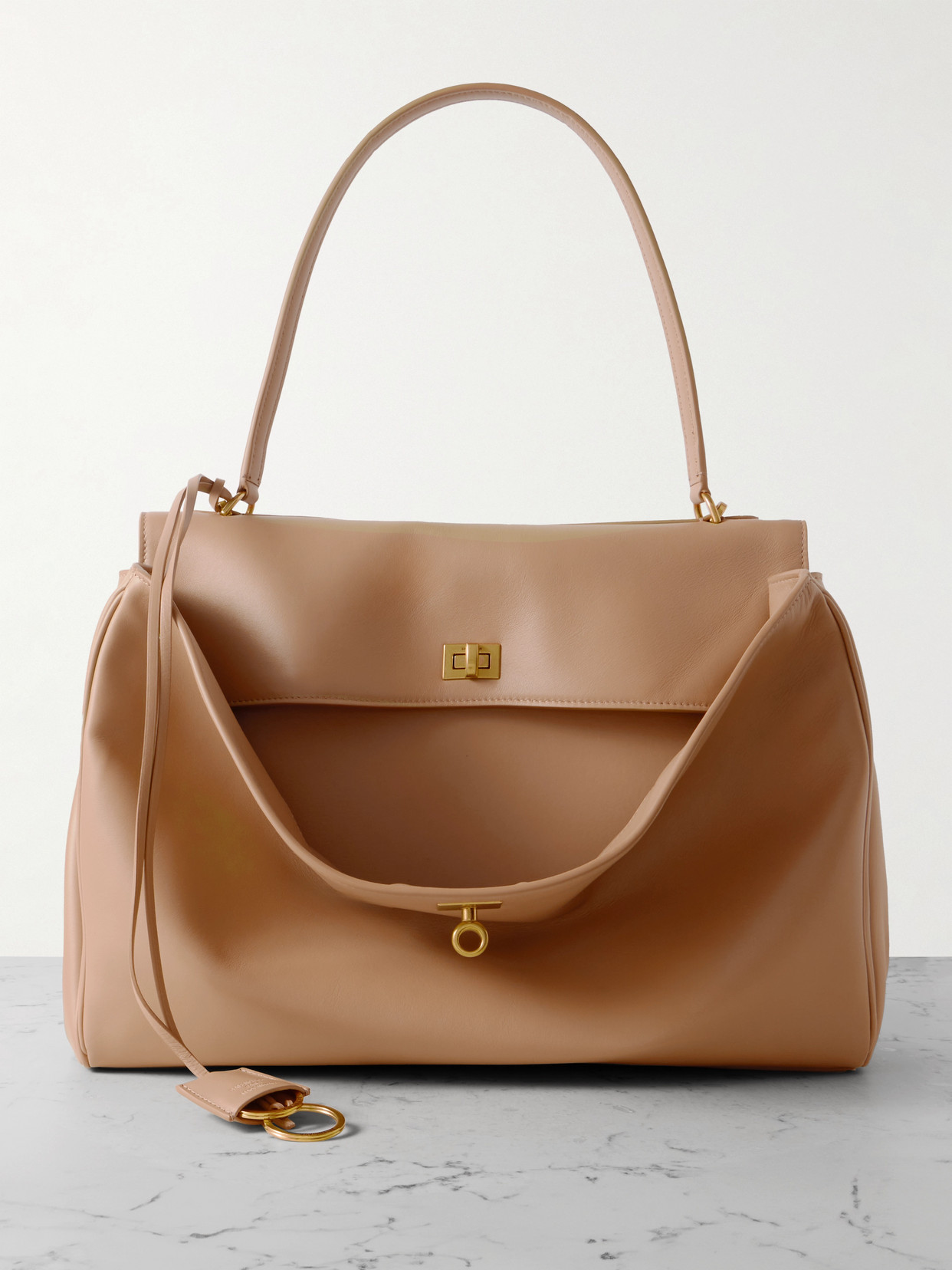 Balenciaga Large Rodeo Smooth Leather Shoulder Bag In Cream
