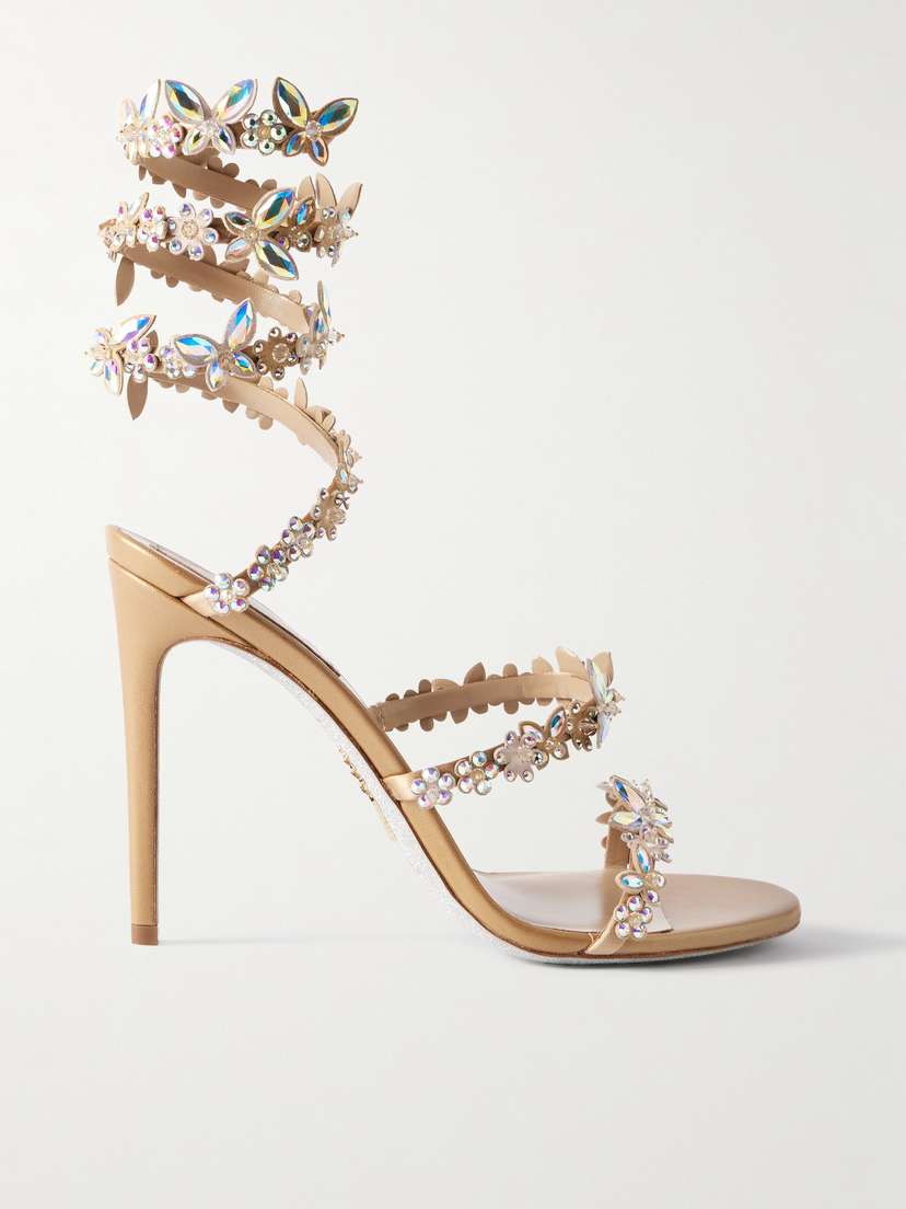 René Caovilla Eden Crystal-embellished Satin Sandals