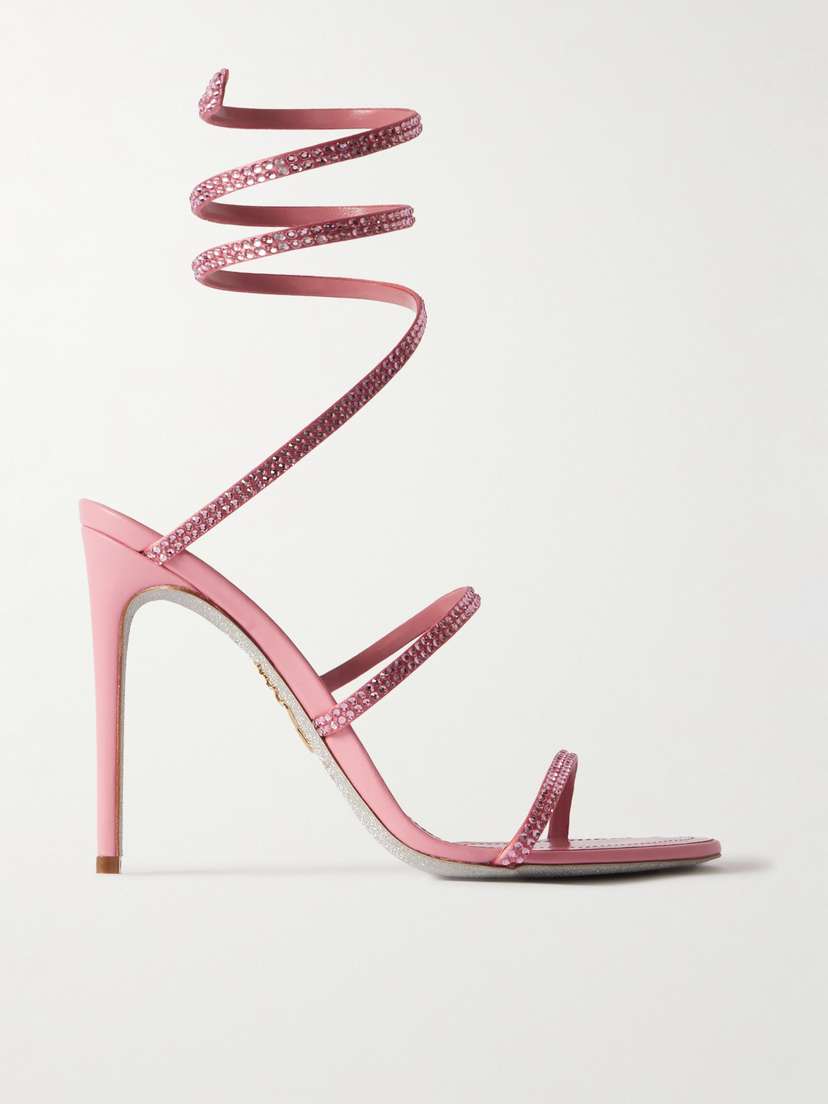 René Caovilla Cleo Crystal-embellished Satin Sandals