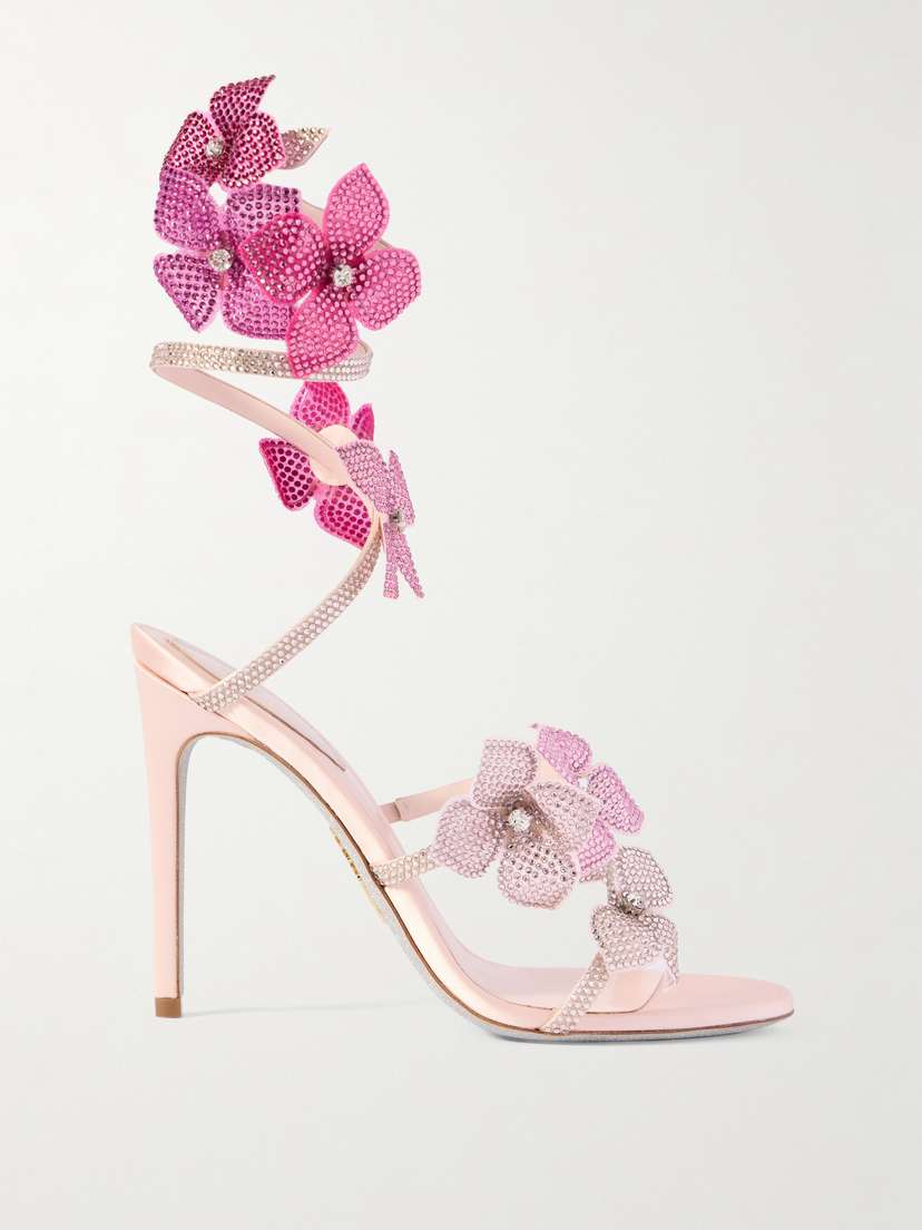René Caovilla Crystal-embellished Satin Sandals