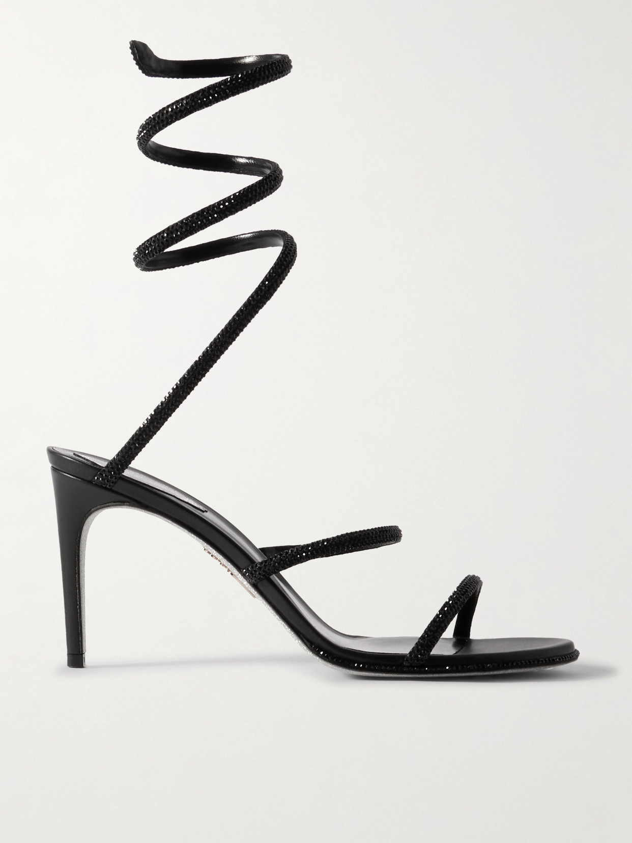 René Caovilla Cleo Crystal-embellished Leather Sandals In Black