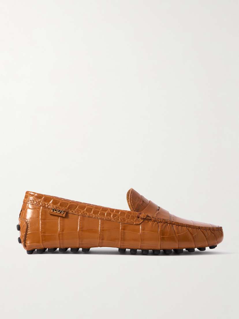Tod's Gommino Croc-effect Leather Loafers
