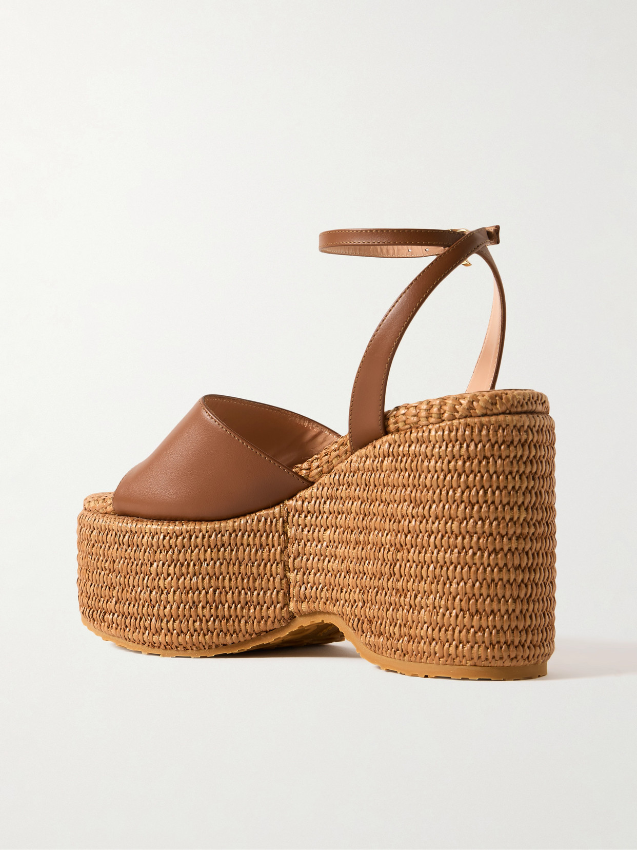 Gianvito Rossi 100 Leather Platform Wedge Sandals In Brown
