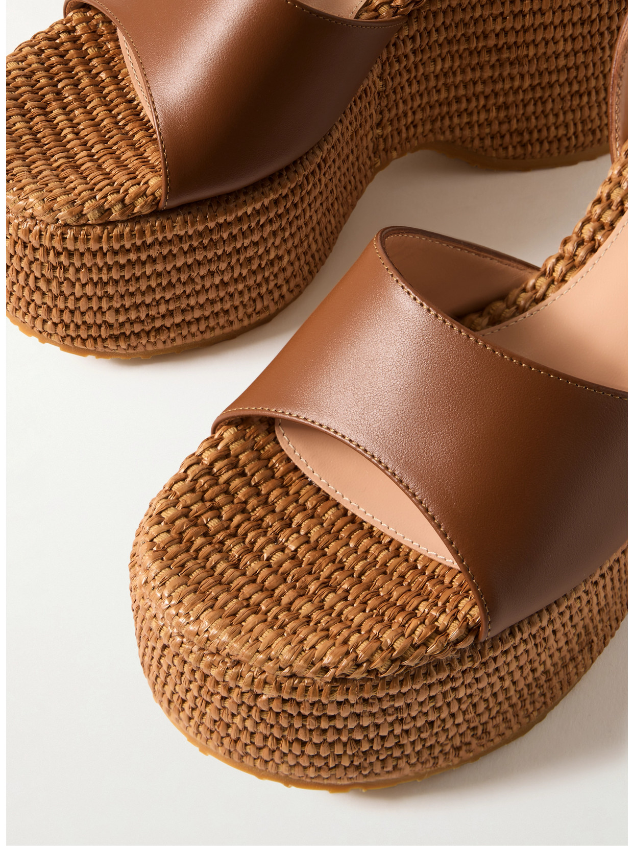 Gianvito Rossi 100 Leather Platform Wedge Sandals In Brown