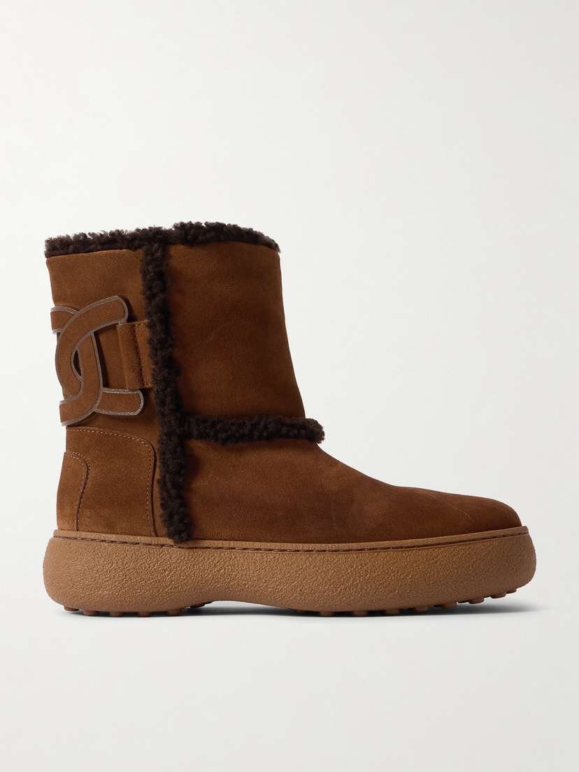 Tod's Shearling-lined Leather-trimmed Suede Ankle Boots