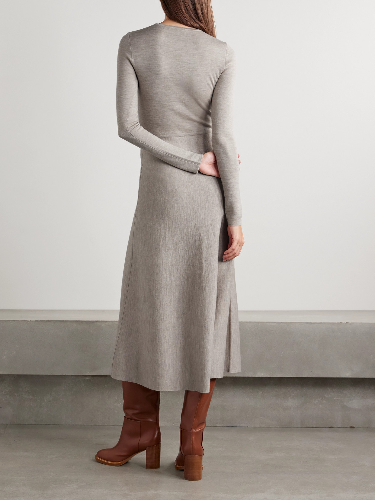 GABRIELA HEARST TEGEA WOOL, CASHMERE AND SILK-BLEND MIDI DRESS