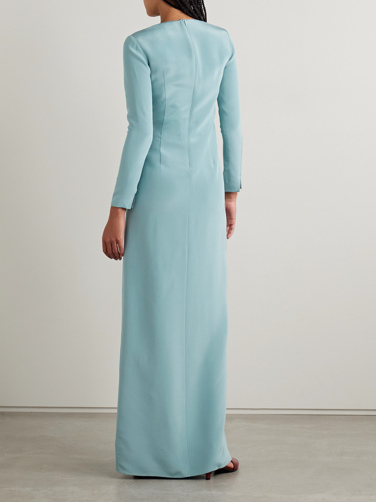 Adam Lippes Draped Silk-crepe Gown In Blue