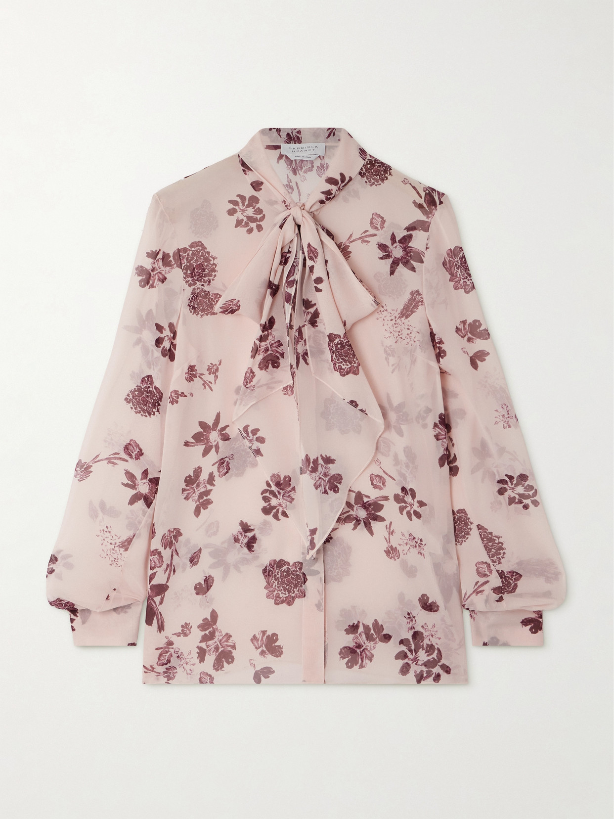 Gabriela Hearst Shildon Pussy-bow Floral-print Silk-chiffon Blouse In Pink