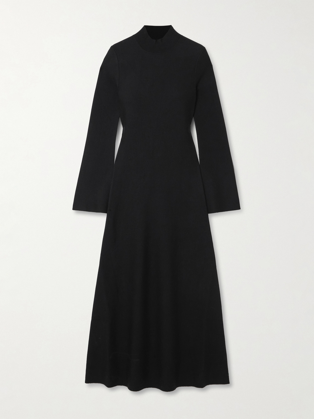 Gabriela Hearst Erebus Wool, Cashmere And Silk-blend Turtleneck Midi Dress In Black
