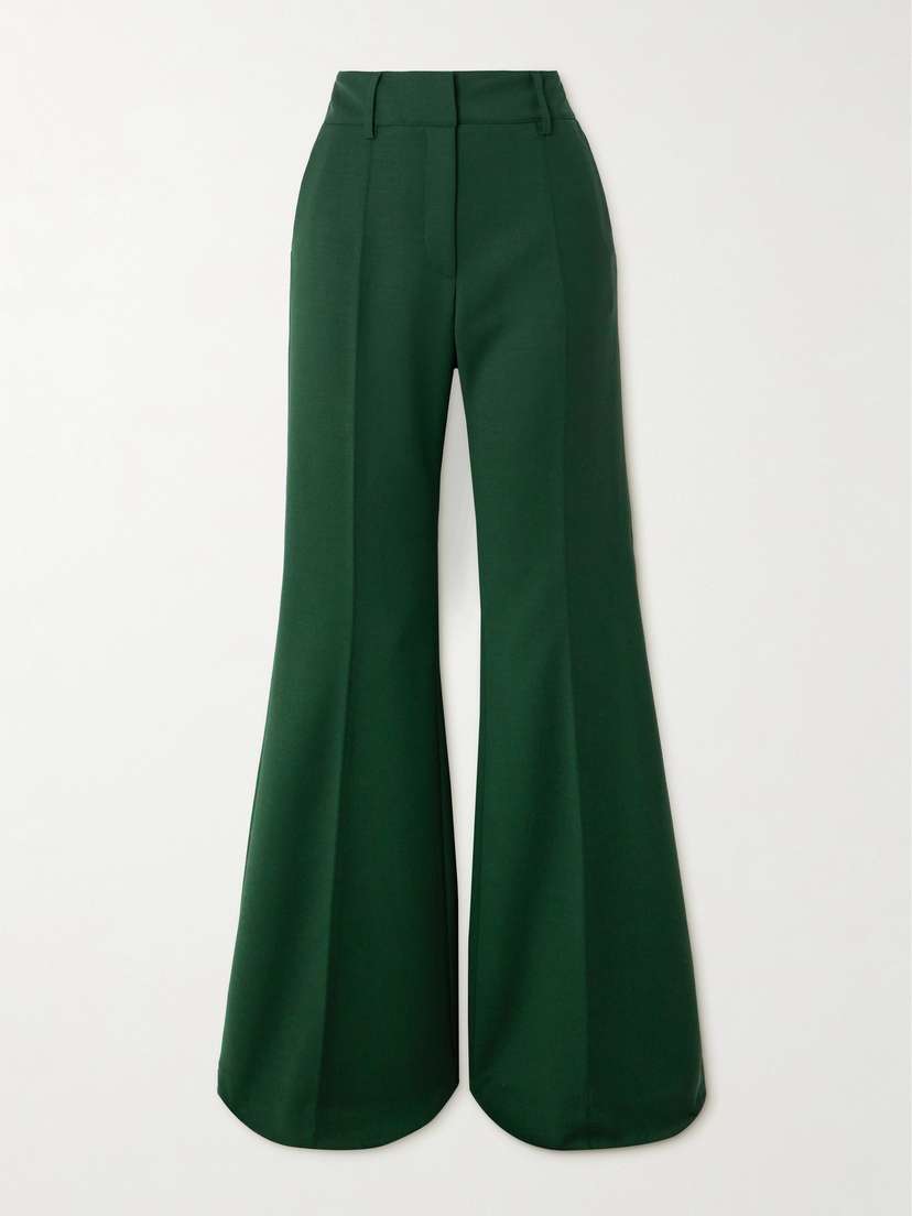 Gabriela Hearst Rhein Pleated Wool Flared Pants