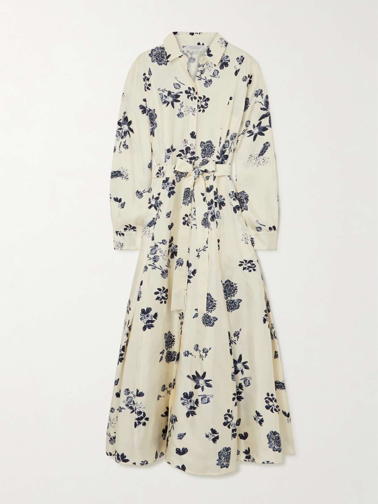 Gabriela Hearst - Galway Belted Pleated Floral-print Silk-twill Midi Dress - Ivory
