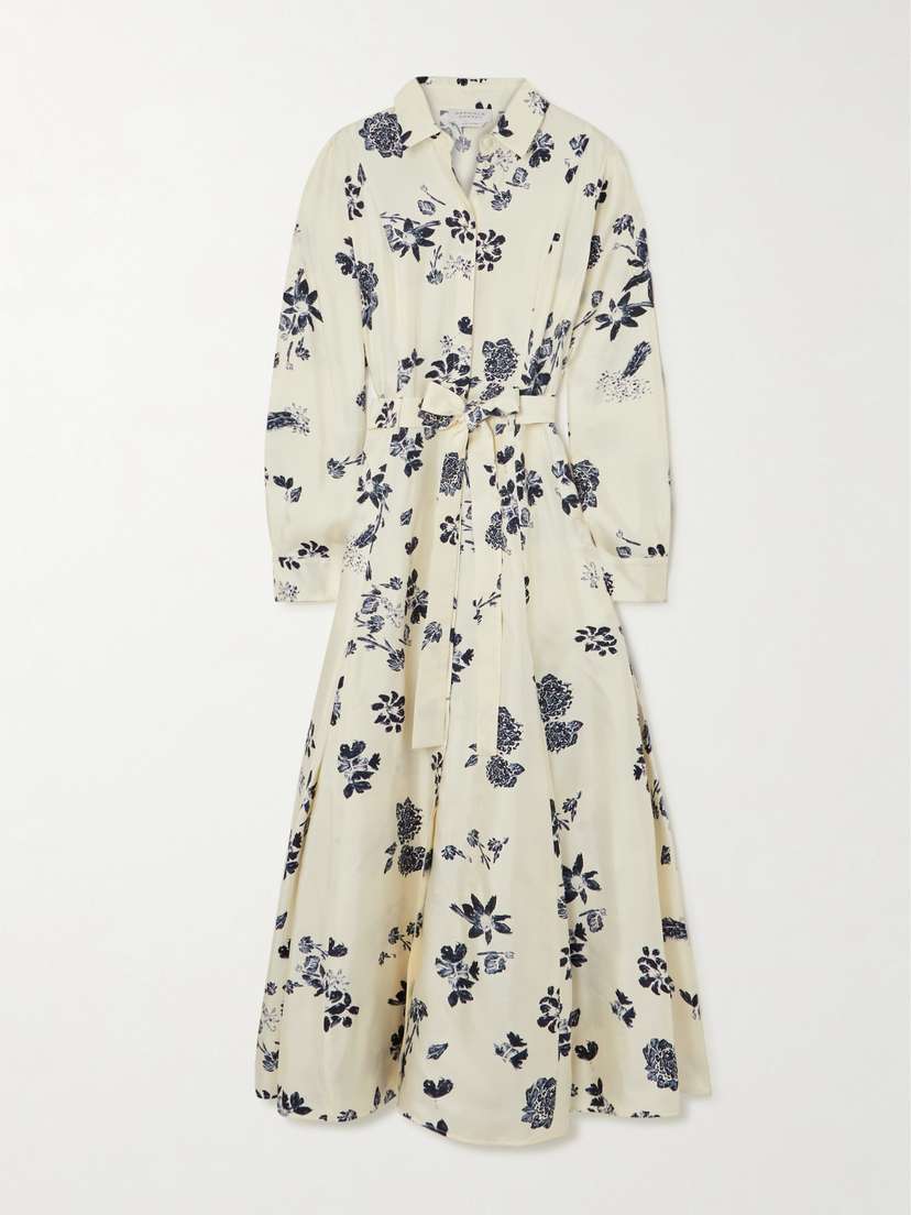 Gabriela Hearst Galway Belted Pleated Floral-print Silk-twill Midi Dress