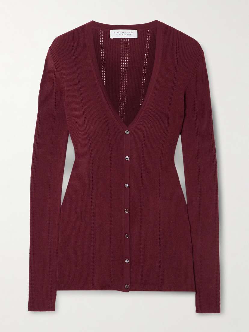 Gabriela Hearst Lillian Pointelle-knit Wool Cardigan