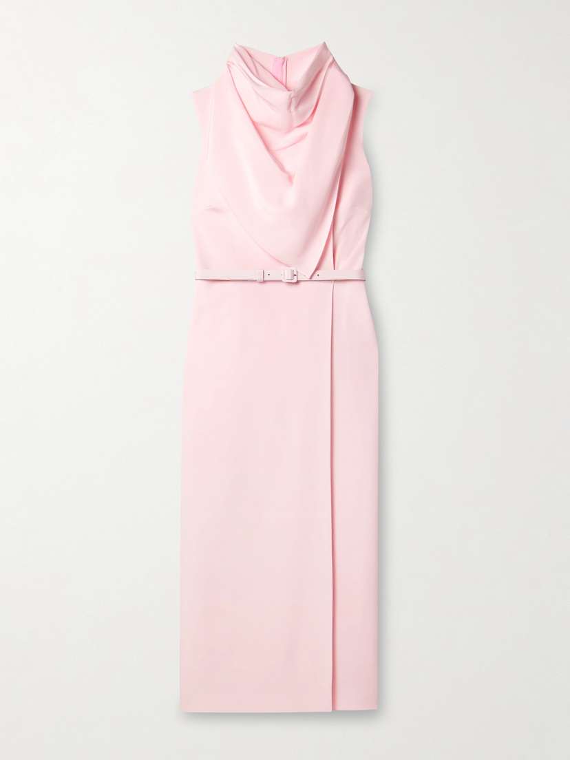 Adam Lippes Belted Draped Silk-crepe Midi Dress