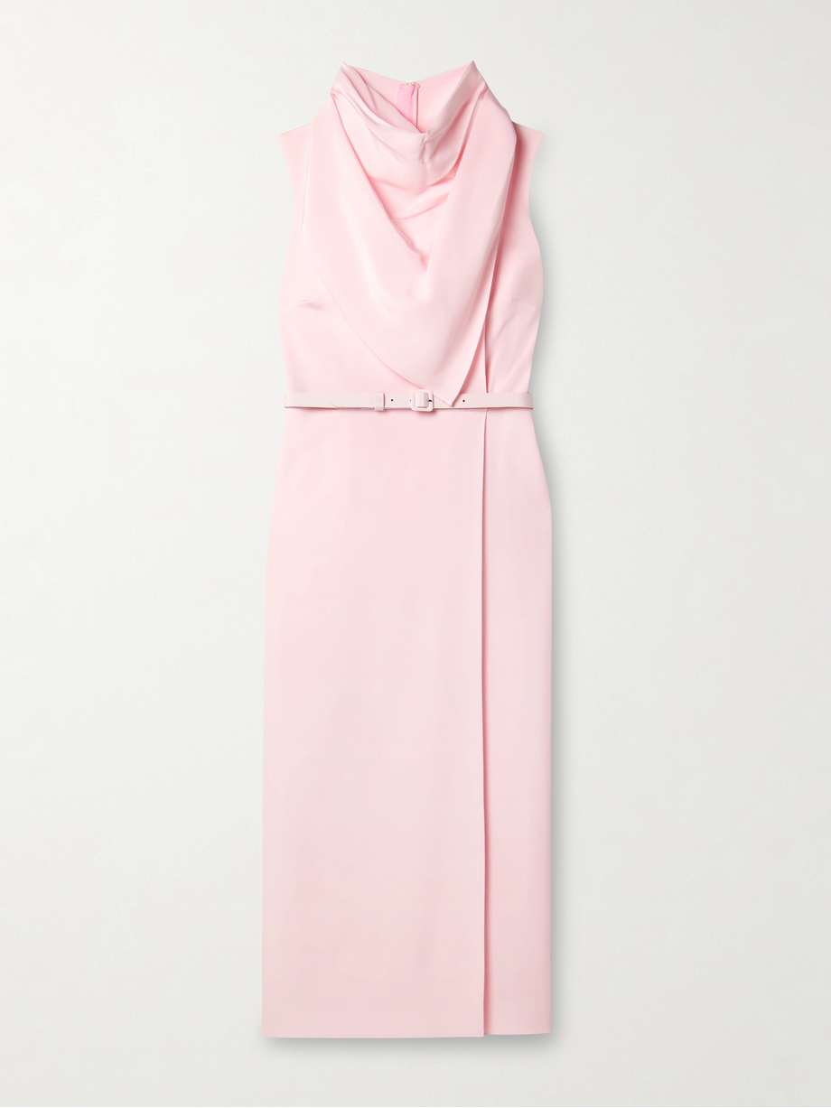 belted draped silk-crepe midi dress