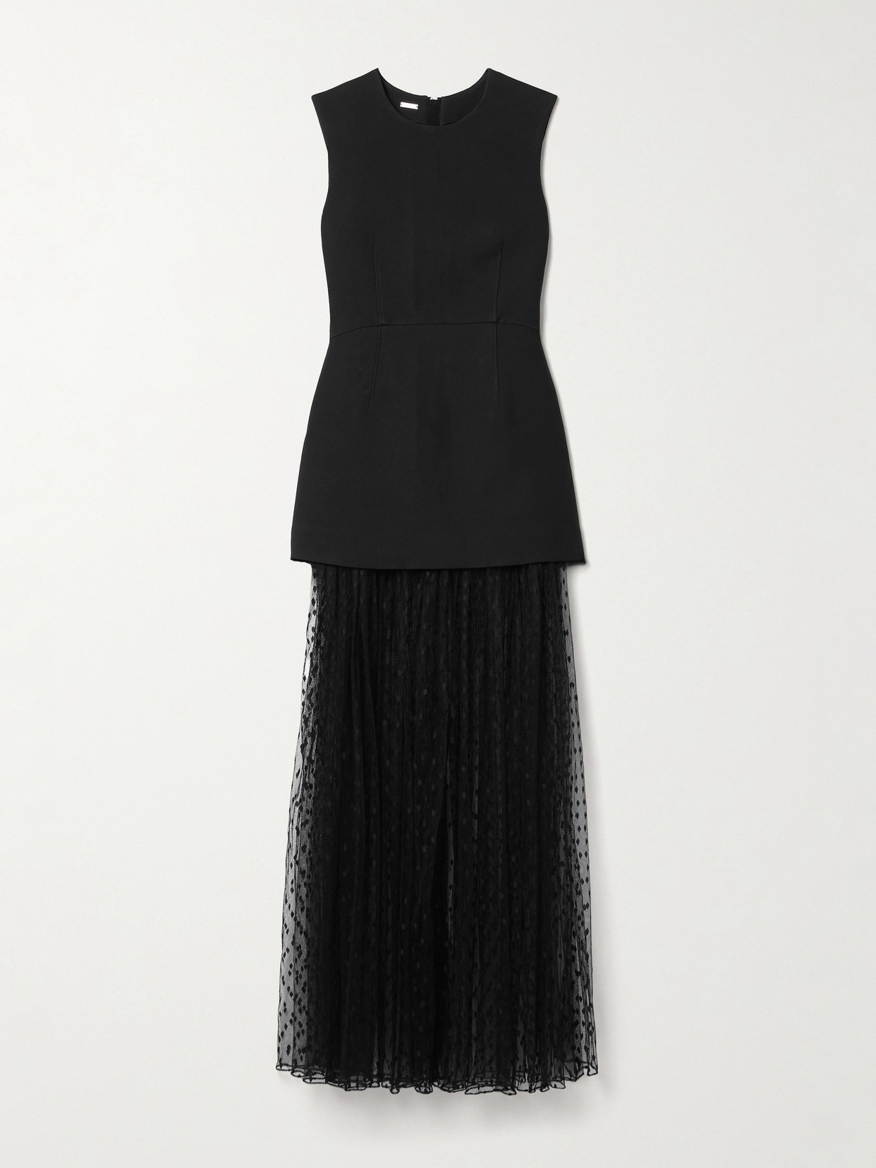 Adam Lippes Layered Fil Coupé Silk And Grain De Poudre Wool-blend Peplum Maxi Dress In Black