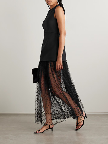 Adam Lippes Layered fil coupé silk and grain de poudre wool-blend peplum maxi dress